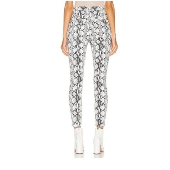 Frame Ali High Rise Skinny Cigarette Jeans Womens 27 Black Cream Python - Picture 2 of 12